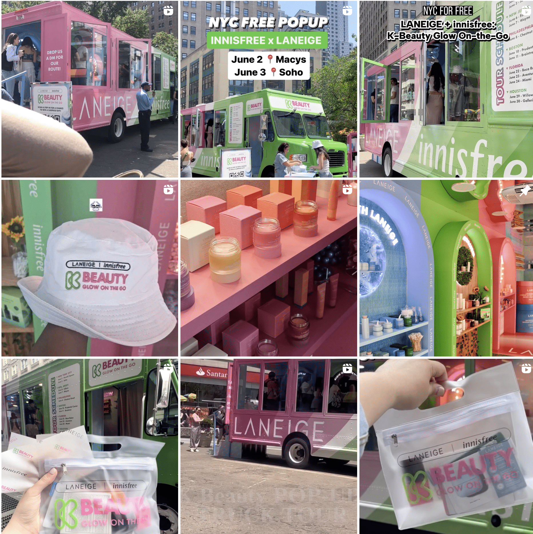 collage of user generated content from an experiential marketing tour