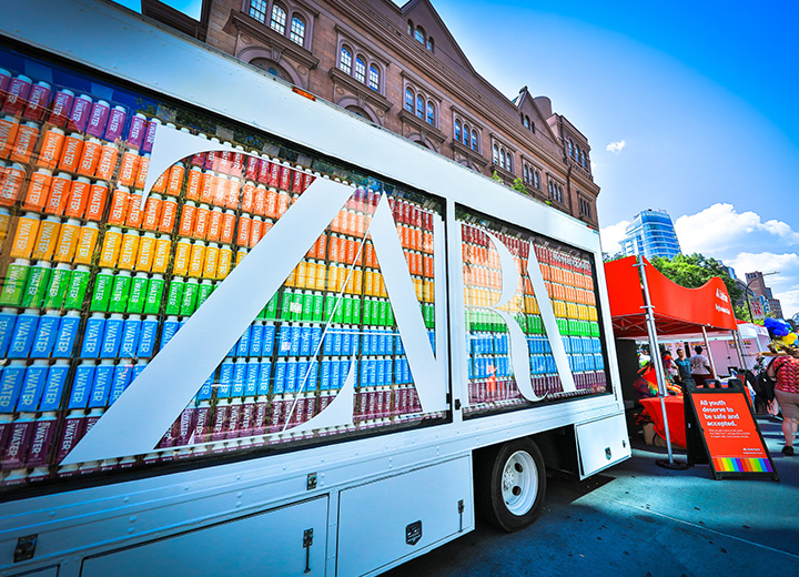Zara Gay Pride Experiential Vehicle Glass Truck