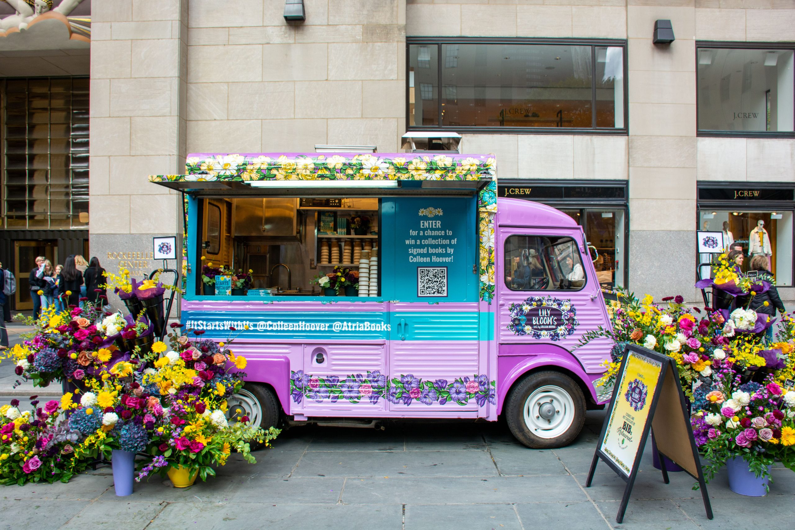 Colleen Hoover "It Starts With Us" book release pop-up in Rockefeller Center