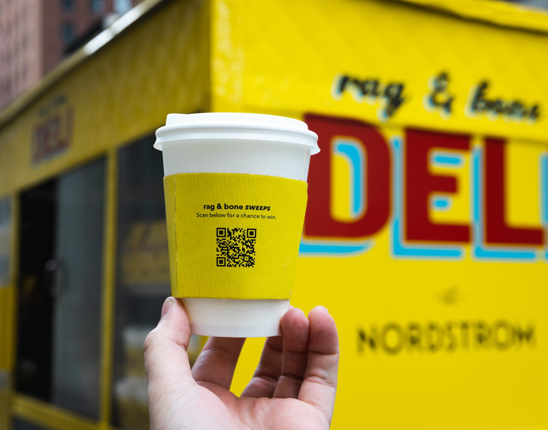 Rag & Bone Deli Coffee Cart QR Code Marketing Activation Giveaway