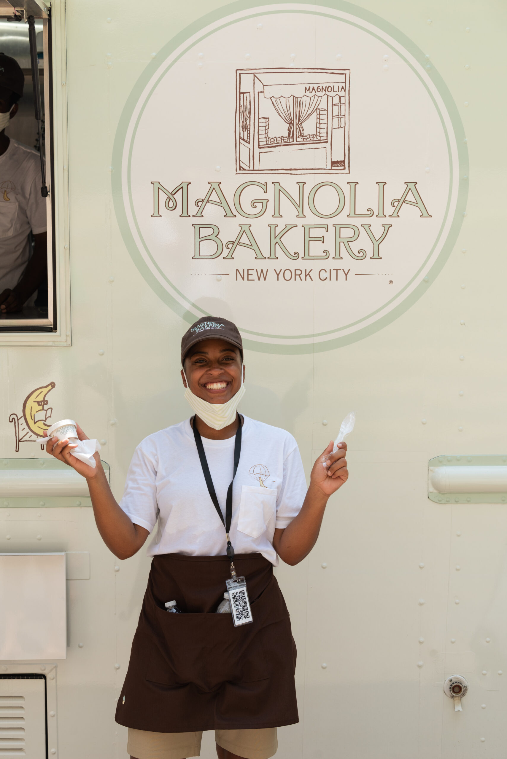 Magnolia Bakery Brand Ambassador holding pudding