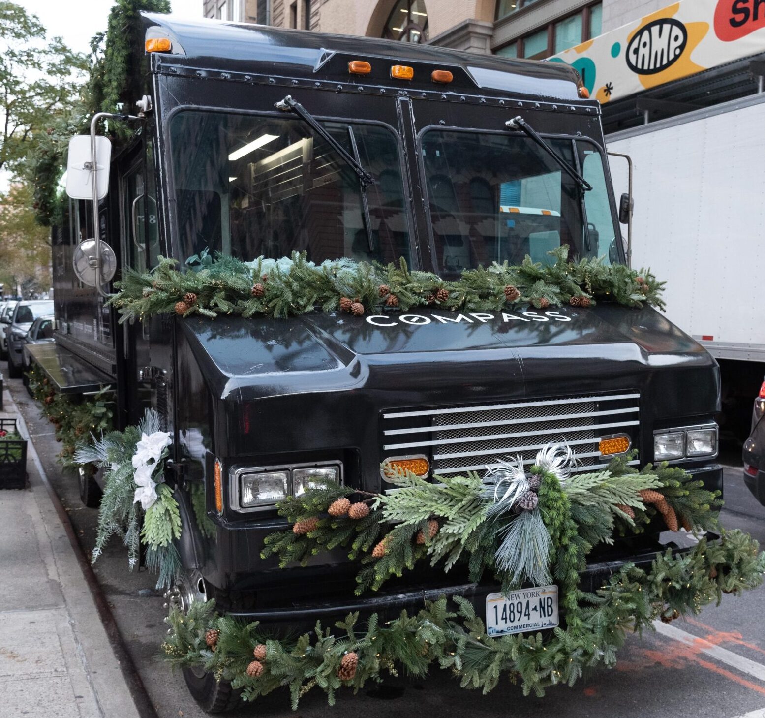 Compass Branded Food Truck Adorned For The Holidays