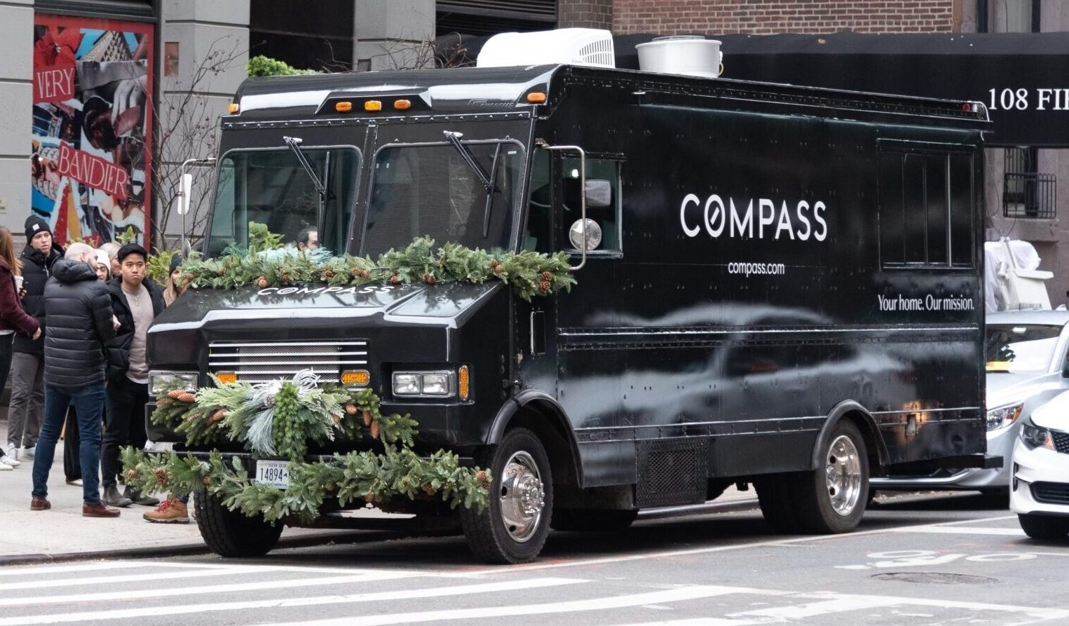 Compass branded coffee truck NYC