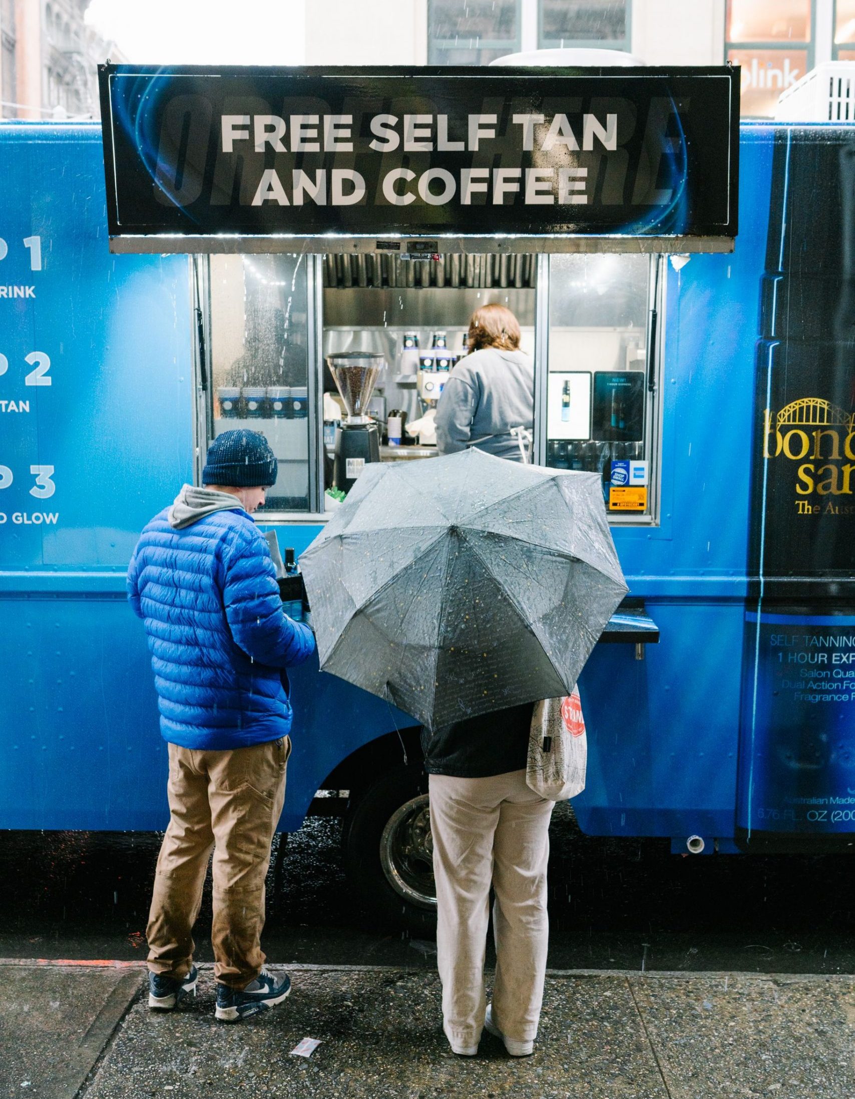 Bondi Sands Tan Van On Rainy Day In NYC