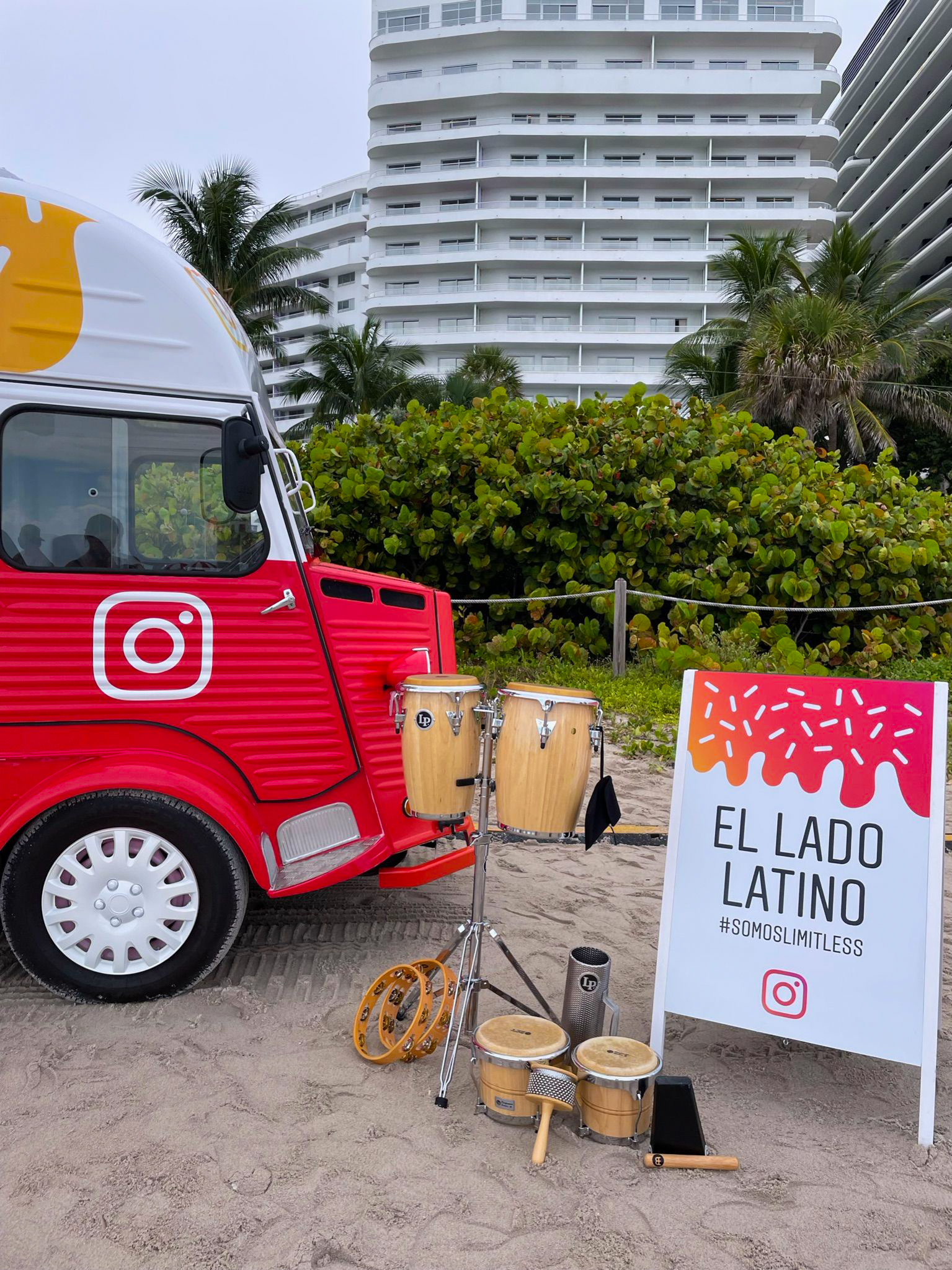 Instagram branded promo on beach.