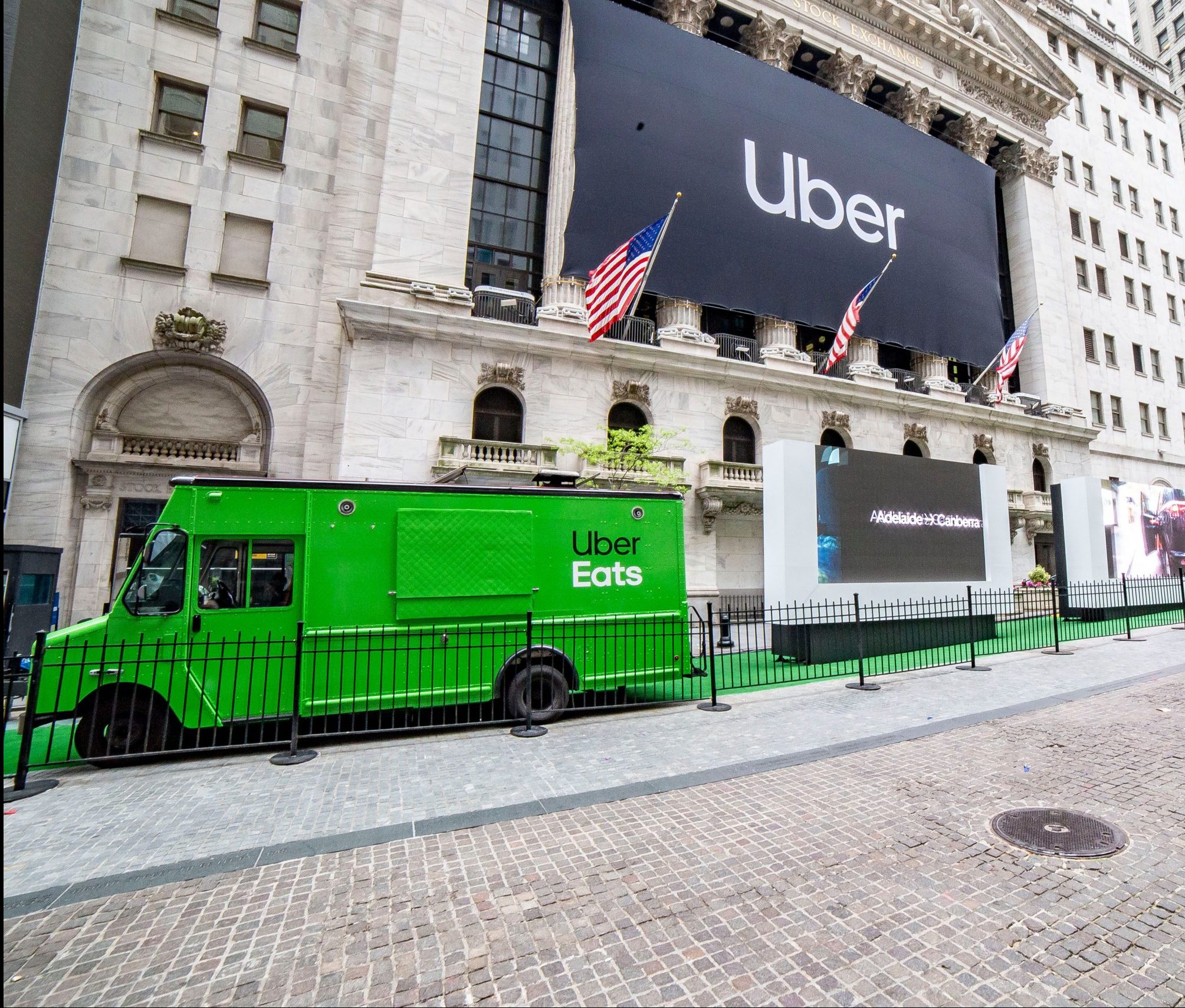 Uber Eats Branded Truck For IPO At The NYSE