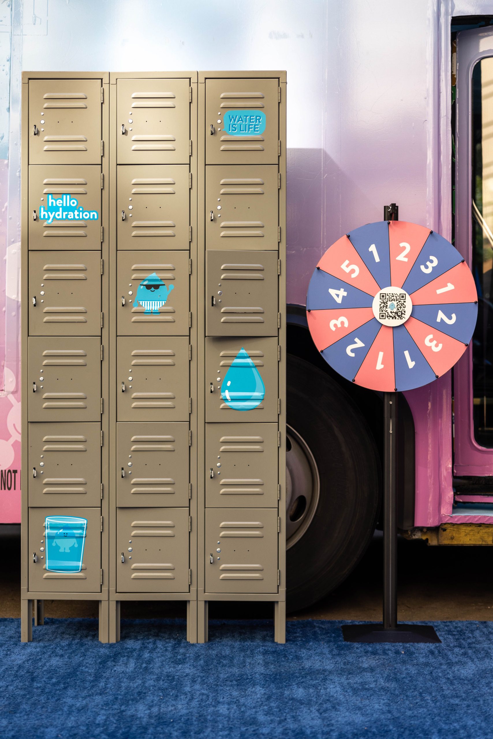 Laneige locker and prize wheel for Hydration School on the go.