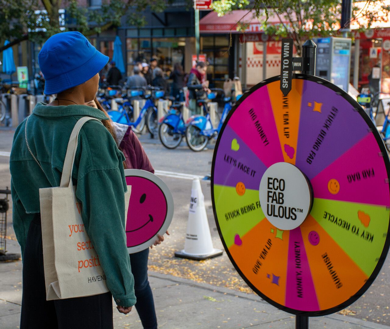 EcoFabulous prize wheel at brand promotion.