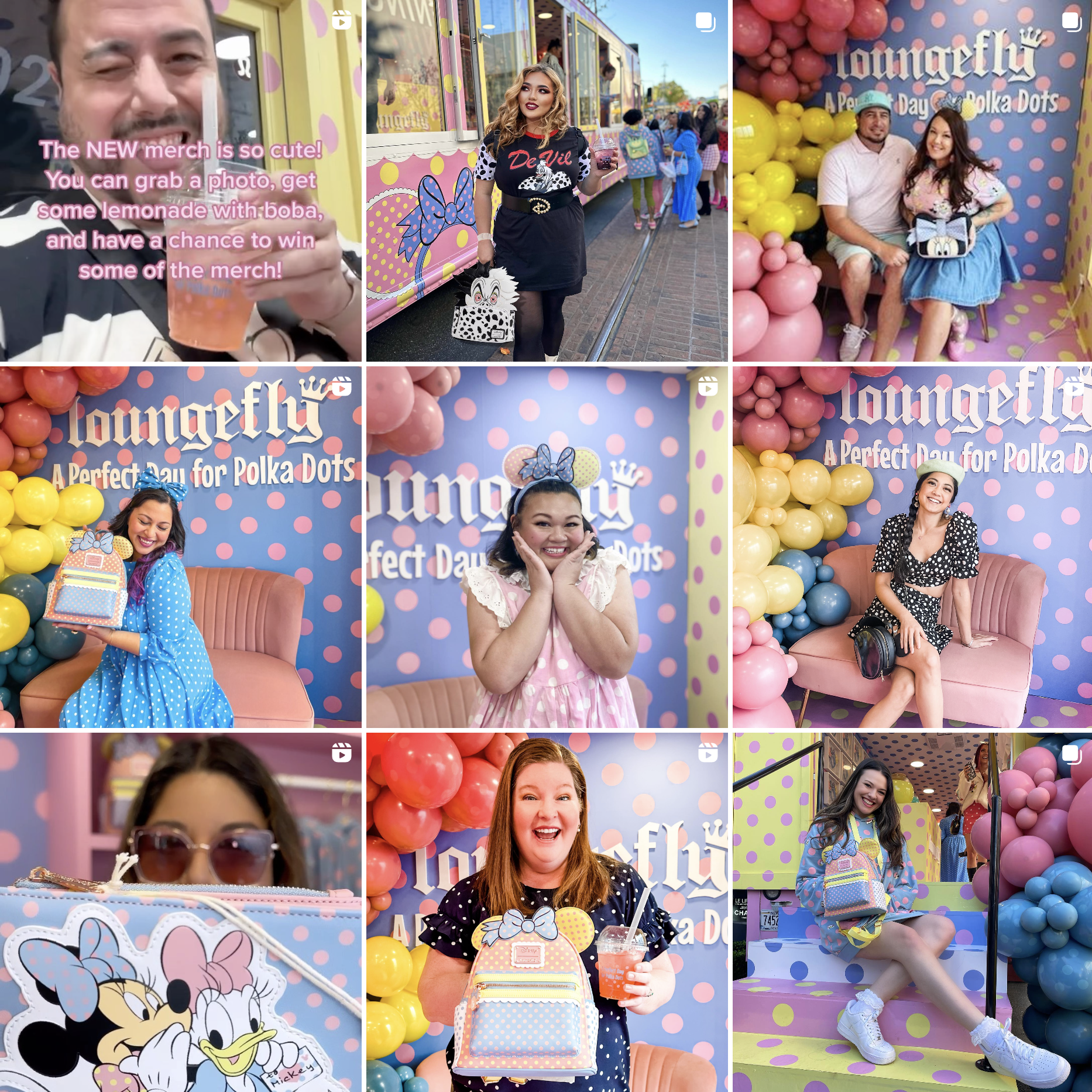 collage of user generated content from loungefly pop up truck