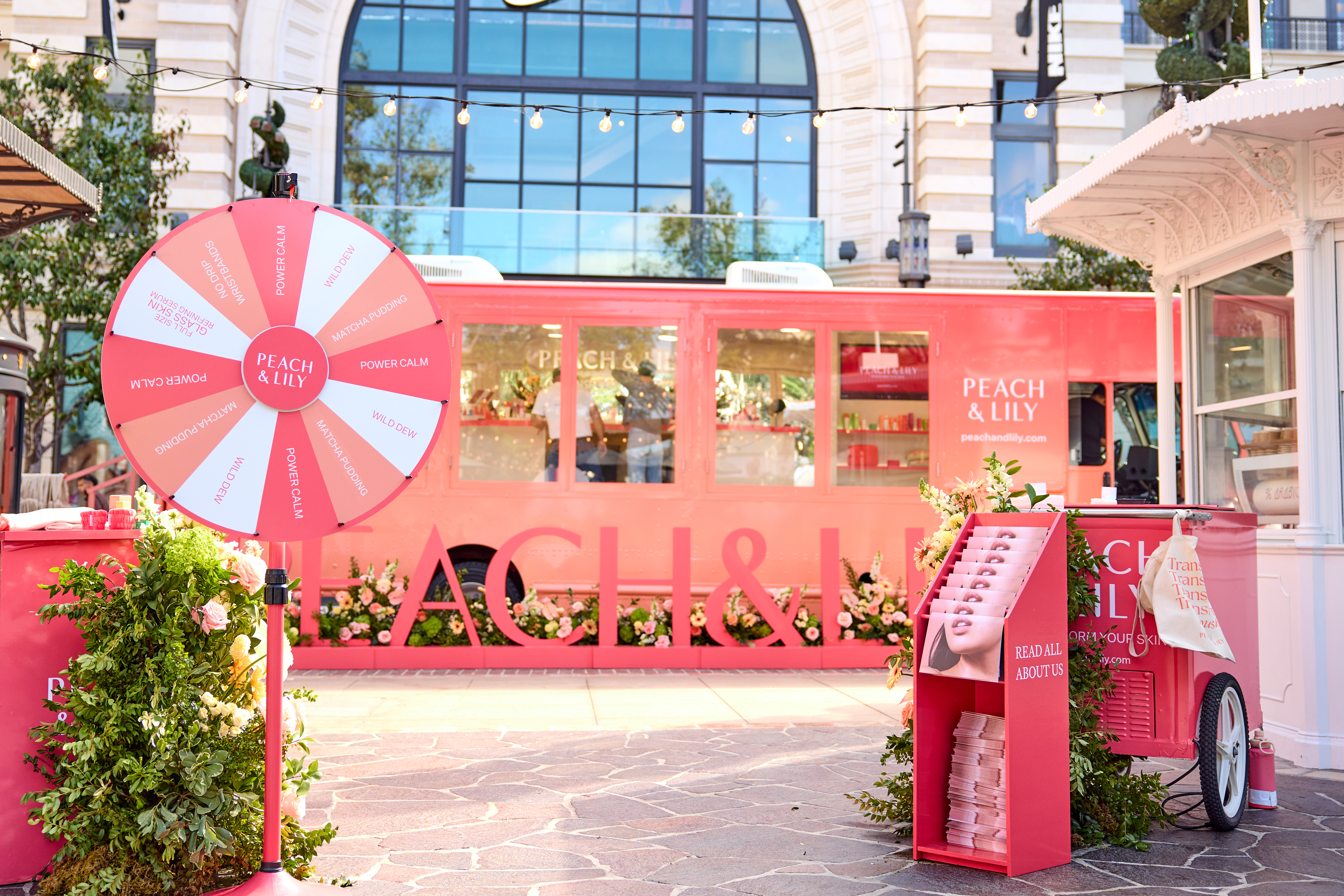 Peach and Lily Glass Bus Pop Up The Grove