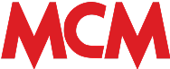 Red, bold, uppercase letters