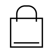 A simple black outline of a shopping bag with a curved handle on a light gray background, ideal for promotional vehicles marketing materials.